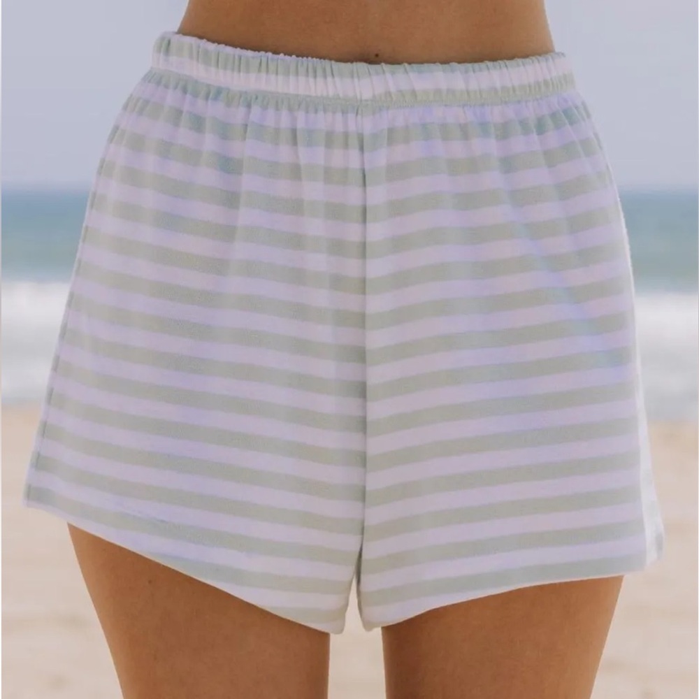 Striped White and Gray Women Shorts